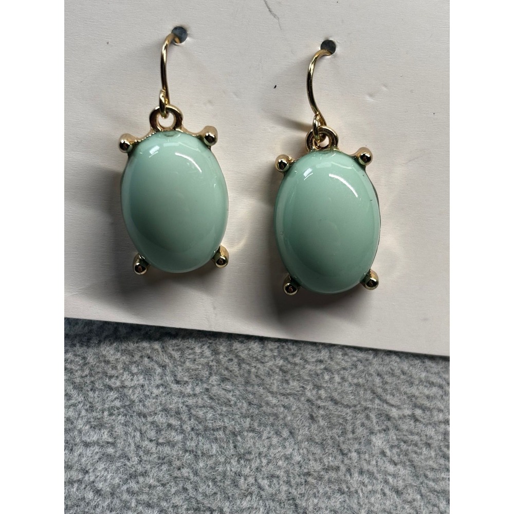 #18. Vintage Style Mint Green Cabochon Dangle Earrings